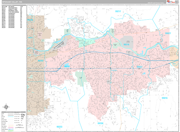Spokane Valley, WA Zip Code Map